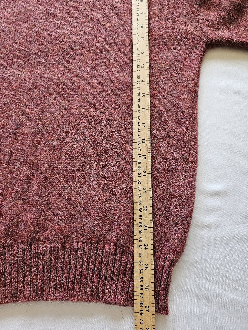 VTG Lands' End Mens M 38-40 Red Speckled Crewneck Sweater Shetland Wool Made UK - Picture 9 of 9